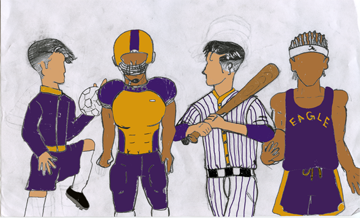 Uniforms showing school spirit by displaying the Bell colors.  