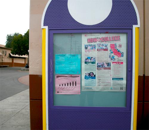 Spots of the announcment boards have paint on them. 