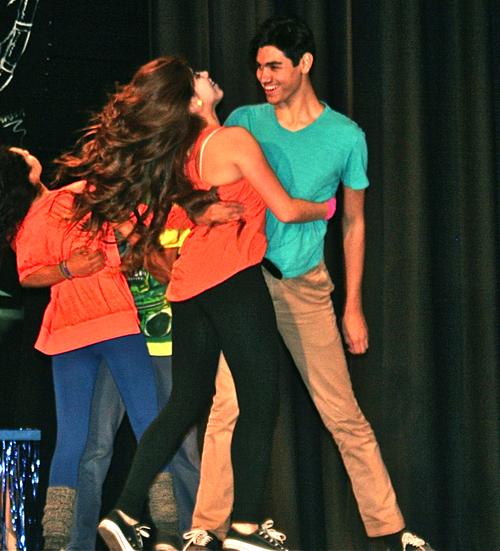 Jennifer Garcia 11B and Cristian Romero 11A dancing in the last Variety Show