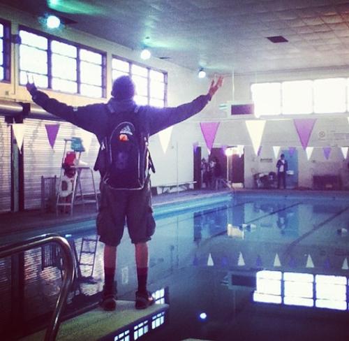 Robert Miranda enjoying the view of the Bell high swimming pool in which many victories took place.