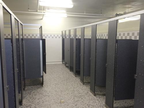 The girls restroom next to the auditorium